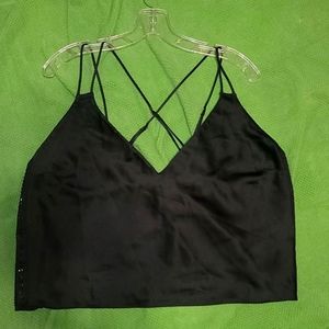 NWT SATEEN CROP TOP WITH BLING